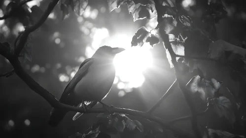 Monochrome Bird in Sunlight