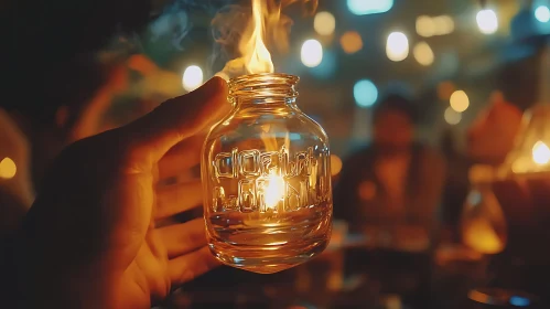 Warm Light in Glass Container