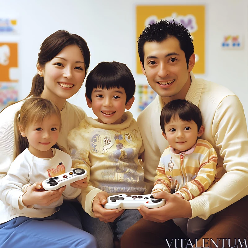 AI ART Happy Family Playing Video Games