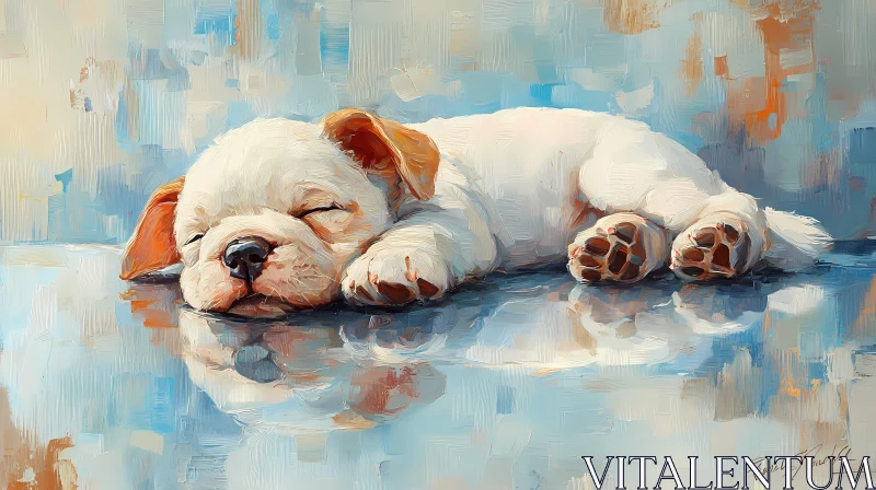 Sleeping Puppy Painting AI Image