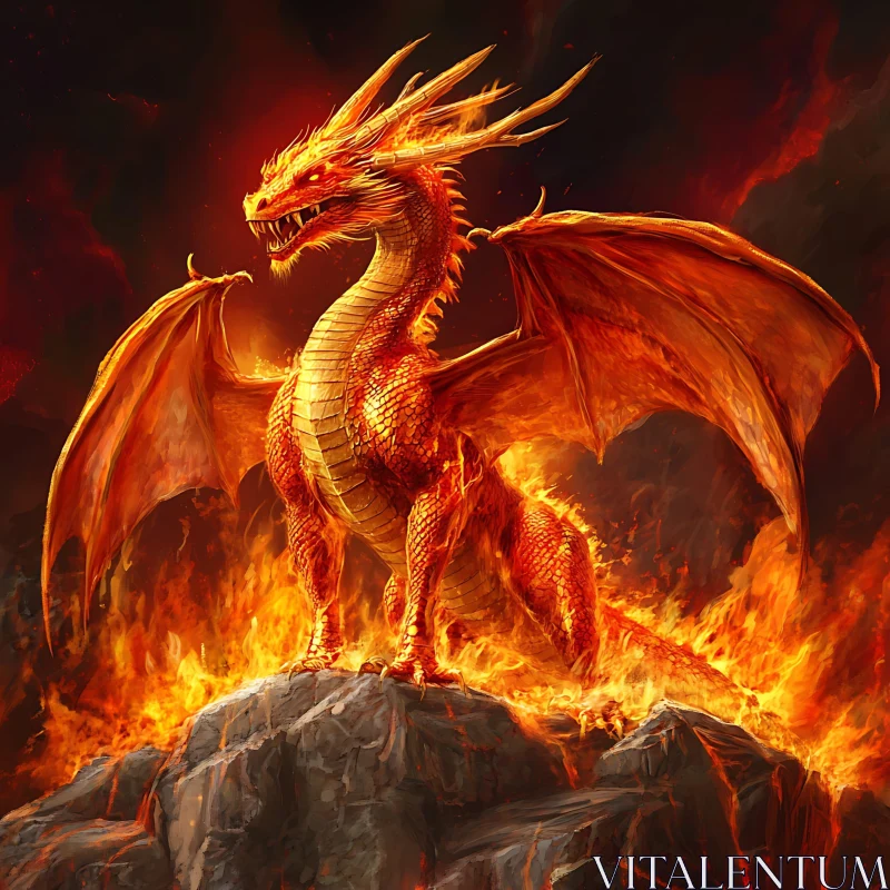 AI ART Dragon in Flames: A Fantasy Scene