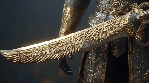 Warrior with Golden Winged Sword