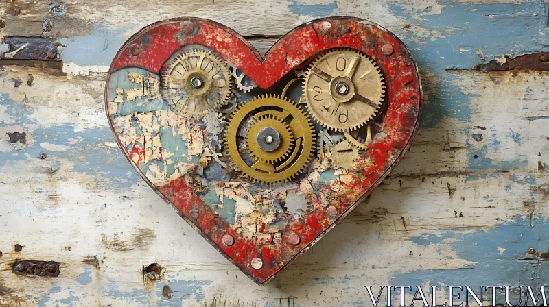 AI ART Vintage Gears Heart