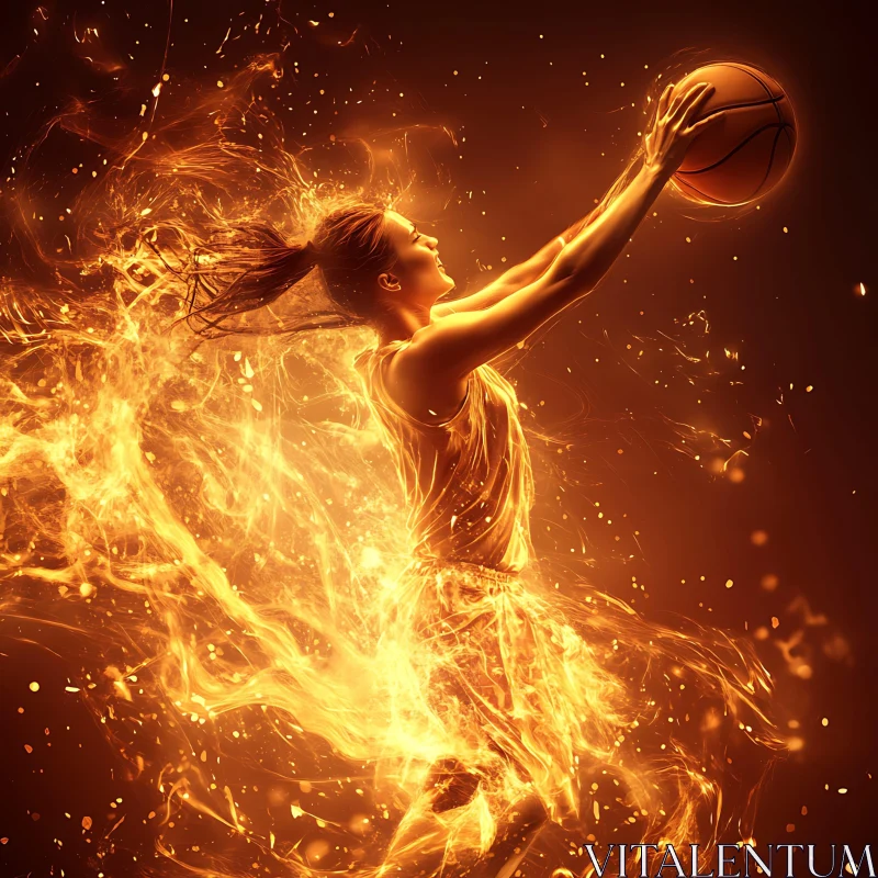 Athlete in Flames AI Image