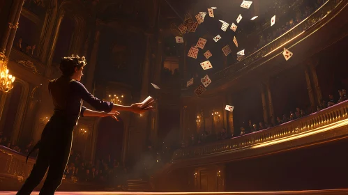 Cards Floating on Stage: A Magic Performance