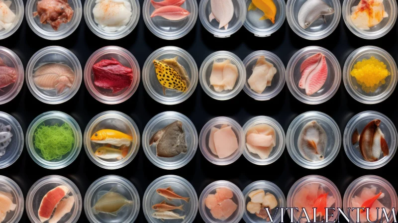 Exquisite Seafood Delicacies in Transparent Containers AI Image
