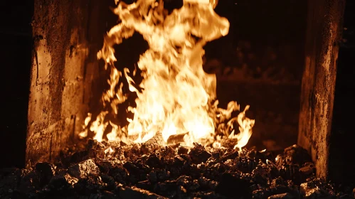 Ferocious Flames Engulfing Coal