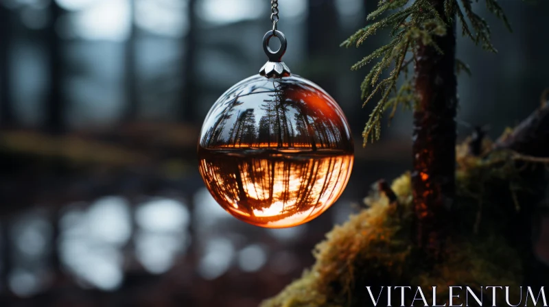 Festive Glass Ornament in Norwegian Forest AI Image
