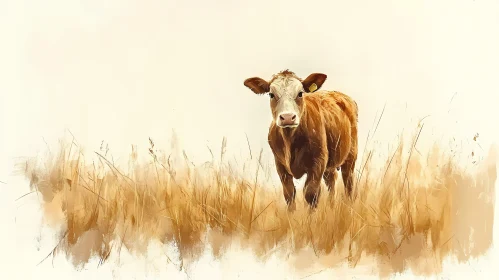 Cow in Grassy Landscape