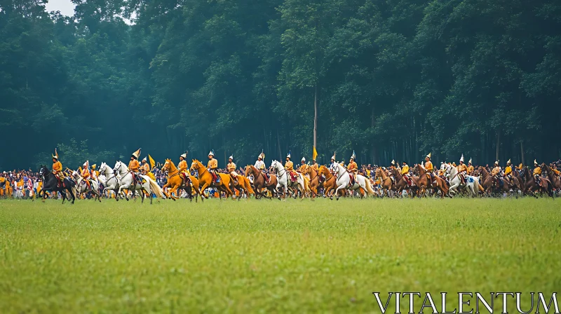 AI ART Equestrian Procession on Grassy Expanse