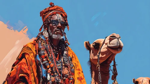 Man with Camel in Traditional Dress