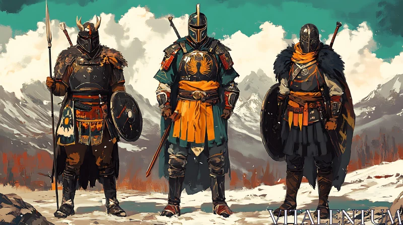 AI ART Three Warriors in Ancient Armor