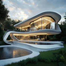 Luxury Modern Home with Glass and Curves