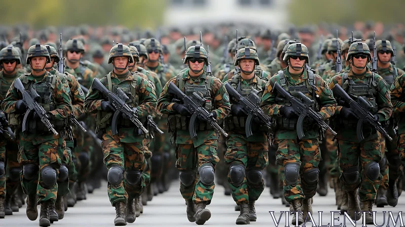 AI ART Army Soldiers Marching with Rifles