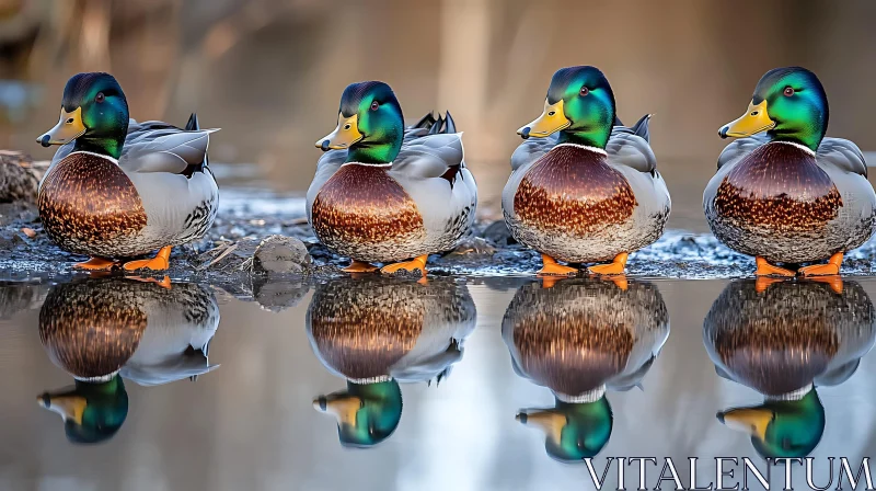 Mallard Ducks in Still Water AI Image