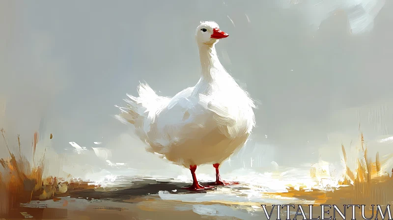 Serene White Goose in Art AI Image