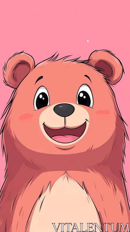 Smiling Cartoon Bear Illustration AI Image