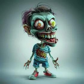 3D Rendered Cartoon Zombie Boy Illustration