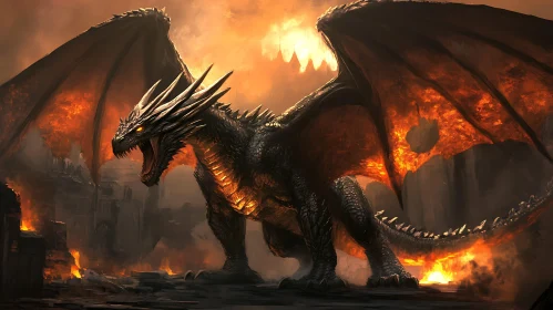 Epic Dragon in Burning World