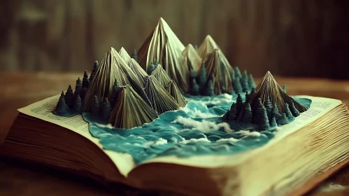 Miniature Landscape in Open Book