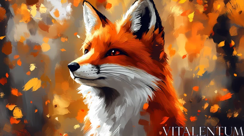 Artistic Fox in Fall Setting AI Image