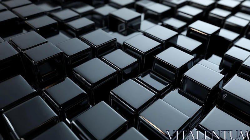 Glossy Black Cubes - Abstract Design AI Image