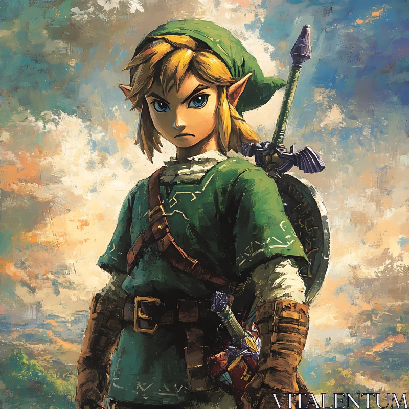 Link from Zelda: A Heroic Portrait AI Image