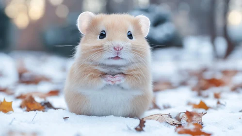 Cute Hamster in Winter Wonderland