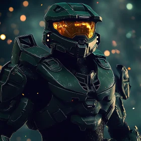 Futuristic Warrior in Protective Gear