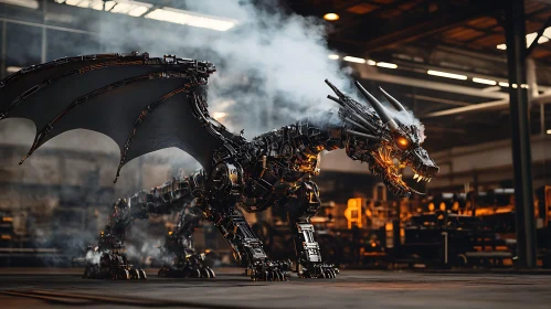 Steampunk Dragon in Factory Setting