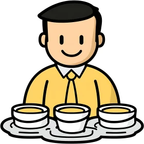 Smiling Character Serving Food Bowls