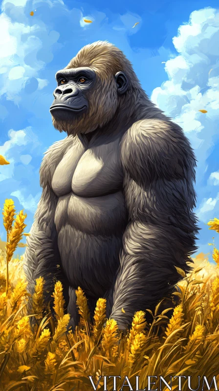 Gorilla Portrait in Nature AI Image