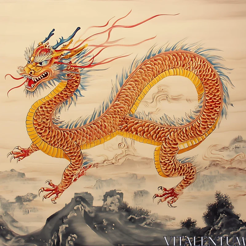 AI ART Chinese Dragon Art: Ascending the Peaks