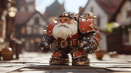 Dwarf Warrior in Red and Black Armor