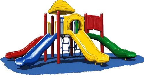 Colorful Kids Playground with Multiple Slides