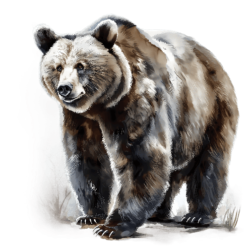 POD Design Brown Bear in Natural Setting: Digital Painting