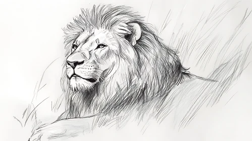 Resting Lion Drawing