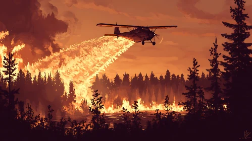Aerial Plane Combatting Forest Fire