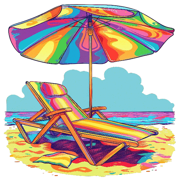 Colorful Beach Scene T-Shirt Design POD Design