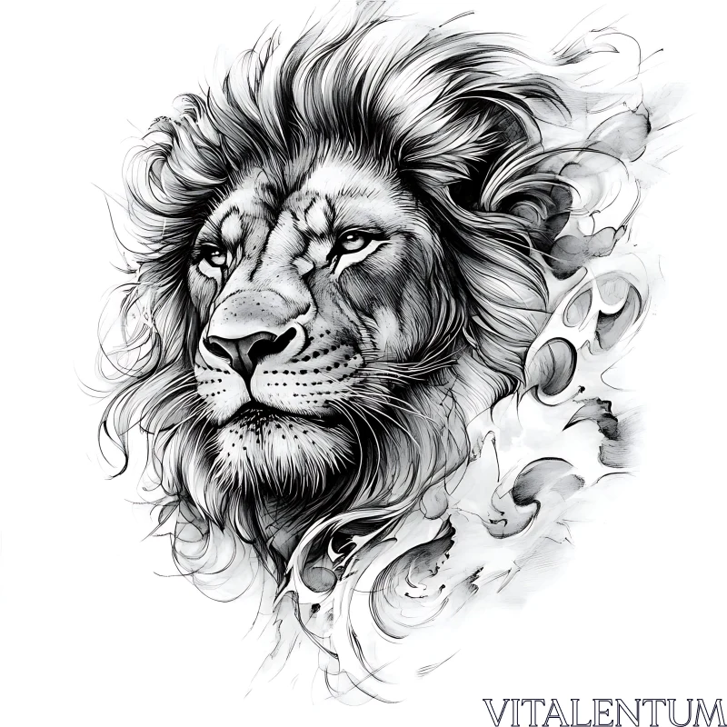 Monochrome Lion Art AI Image