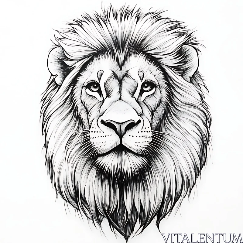 AI ART Lion Head Monochrome Art