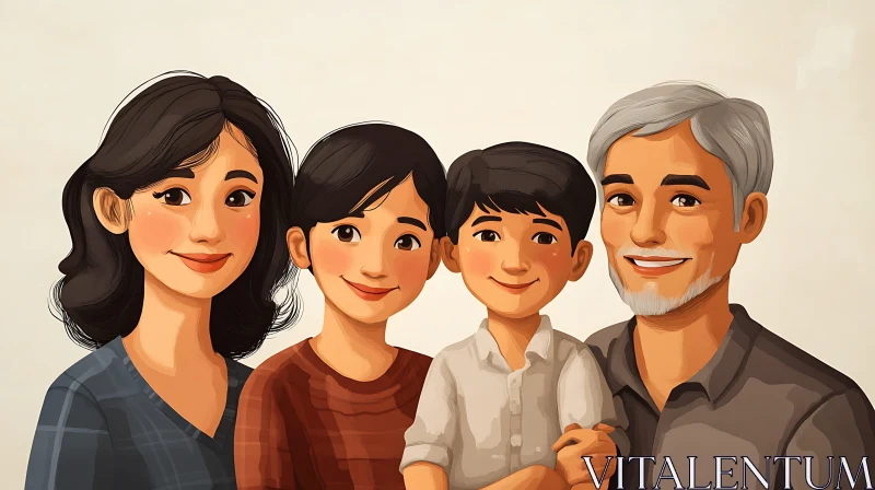 AI ART Cartoon Family Togetherness Image