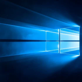 Glowing Blue Abstract Window Light Art