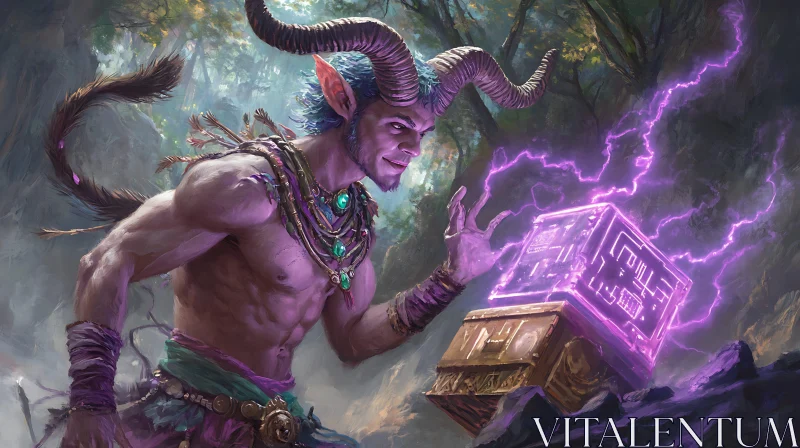 AI ART Mystical Cube and Horned Character