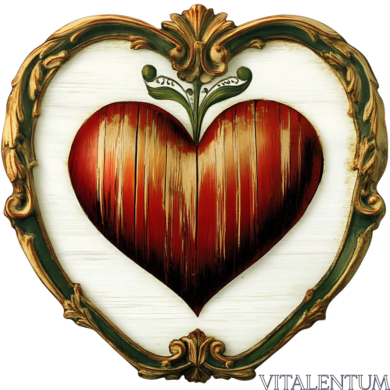 Ornate Heart Decor on White AI Image