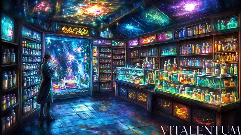 AI ART Mystical Alchemy Lab with Cosmic Window