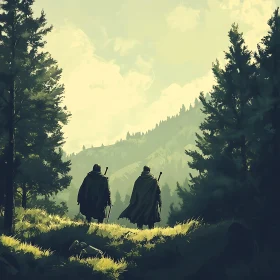 Forest Adventure with Cloaked Figures