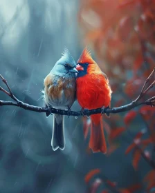 Two Birds Resting Together