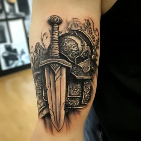 Sword and Helmet Tattoo Design