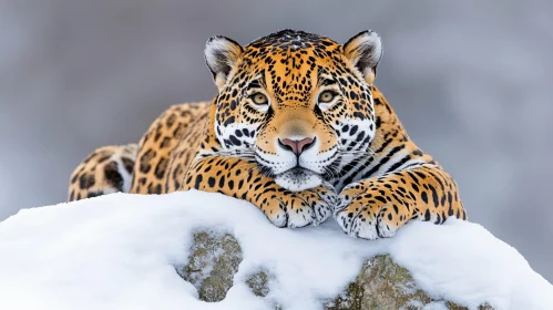 Leopard Resting in Snow